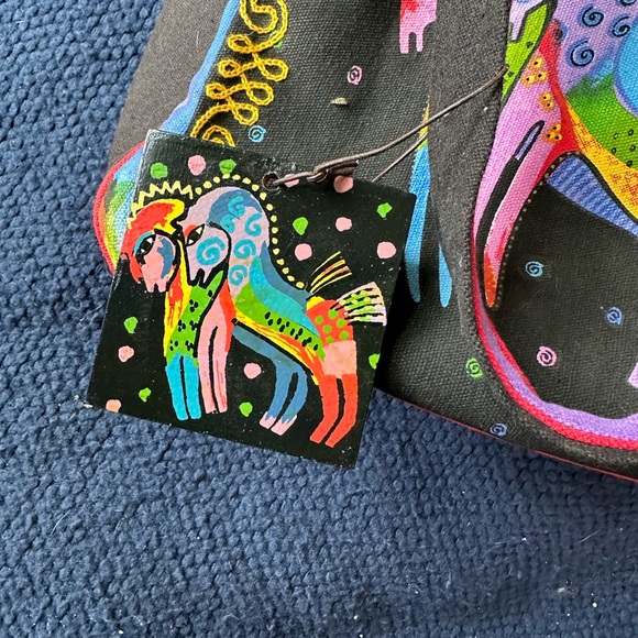 Laurel Burch Rainbow Horses on Black Tote Bag/Purse RETIRED. Never used. - Picture 3 of 7